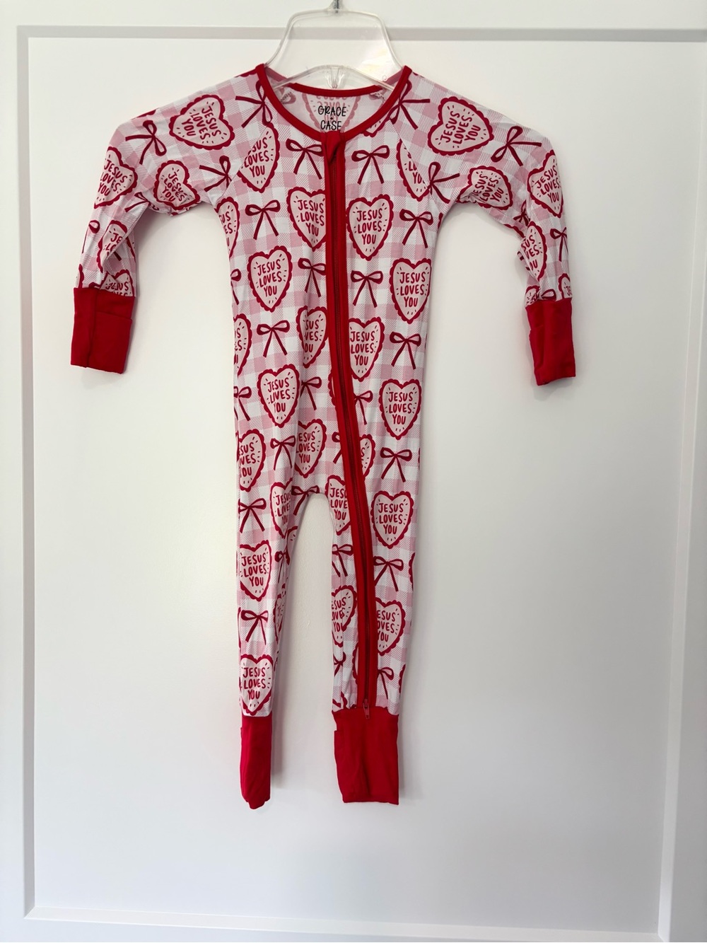 Grace + Case Jesus Loves You Heart Bamboo Zippy Pajama 18-24 months